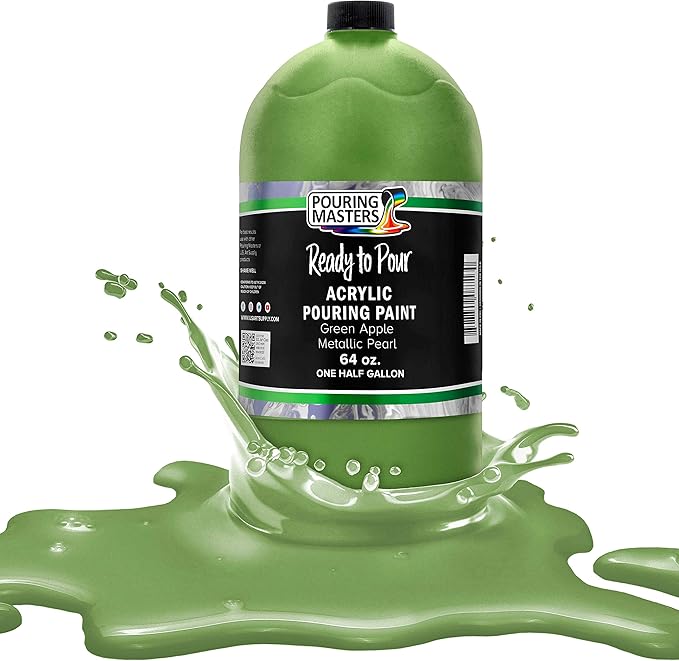Pouring Masters Green Apple Metallic Pearl Ready to Pour Acrylic Pouring Paint by USArtSupply
