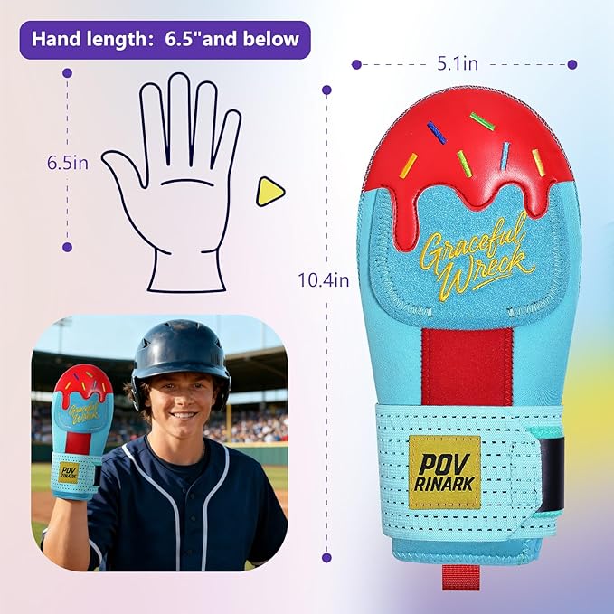 Baseball Sliding Mitt - Youth Size - Ice Cream, Bear Drippy Drip Accessory, Ambidextrous Baseball & Softball Sliding Glove Gear for Hand Protection,Breathable and Durable