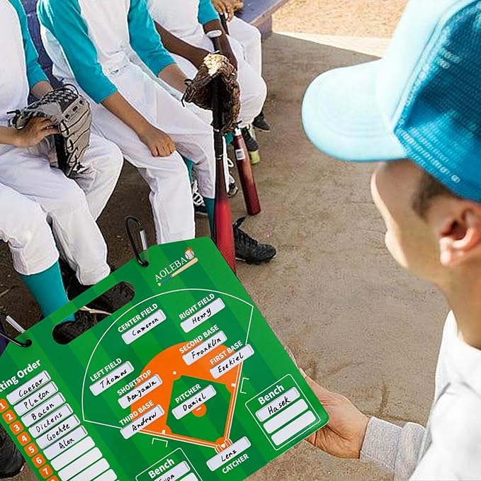 AOLEBA Baseball Lineup Board for Dugout,Dry Erase Magnetic Metal Baseball Clipboard for Coaches