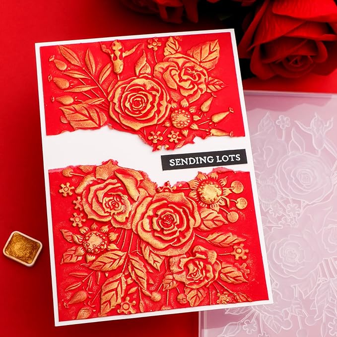 BAOFALI 3D Embossing Folder for Card Making, Rose Garden Clear Plastic Texture - Image 5
