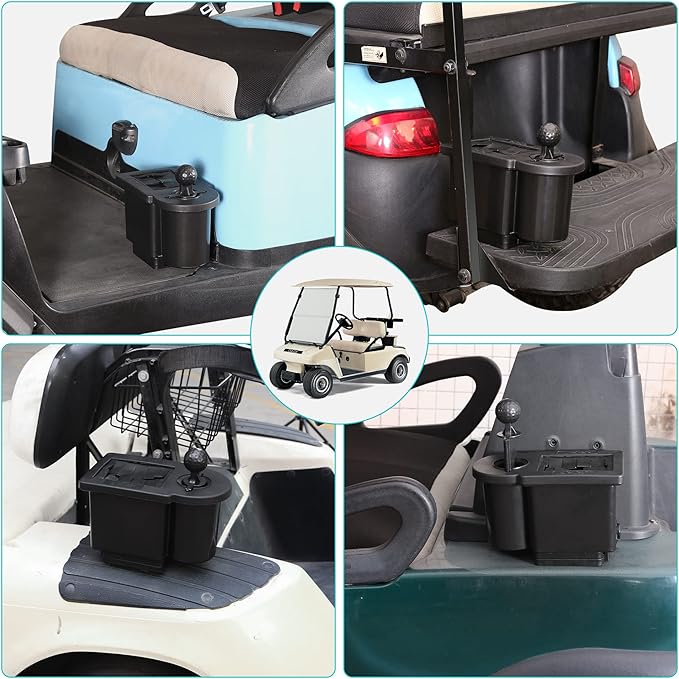 10L0L Golf Cart Ball and Golf Club Head Cleaner/Washer 2-in-1 with Universal Bracket-Removable-Fits EZGO TXT RXV & Club Car DS Precedent & Yamaha Models