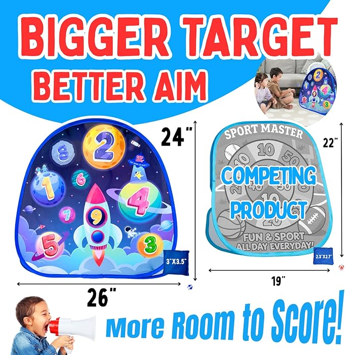 2 in-1 Dinosaur and Spaceship-Themed 27-inch Bean Bag Toss Game Set - Image 2