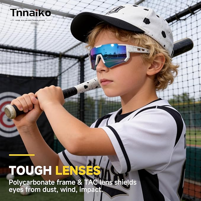 Kids Polarized Sunglasses for Boys & Girls, Youth Baseball Softball Cycling Sports Sunglasses UV Protection Ages 3-12