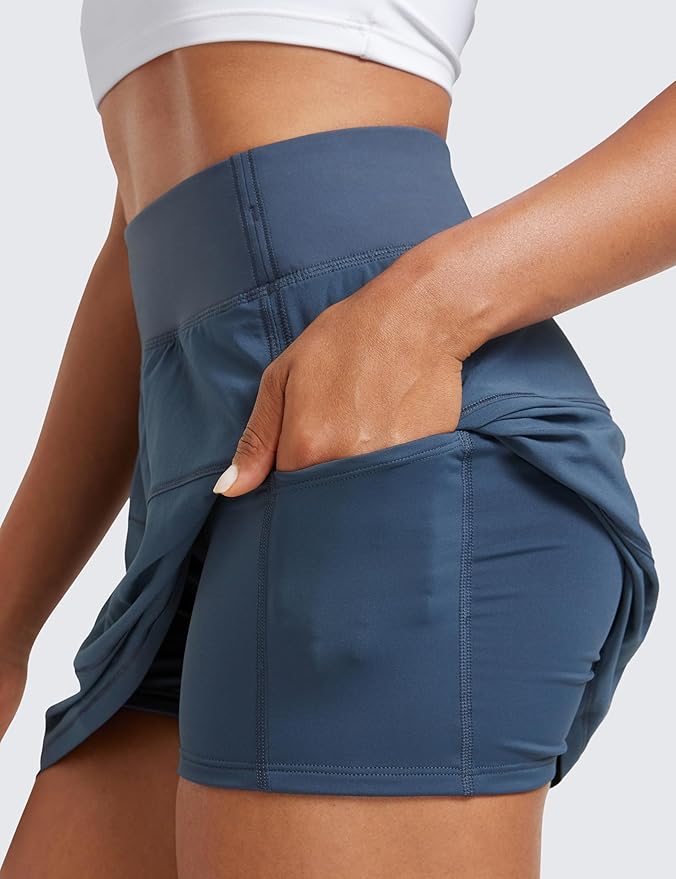 CRZ YOGA High Waisted A line Golf Skirts for Women - Mini Lined Tennis Casual Work Skorts with 3 Pockets