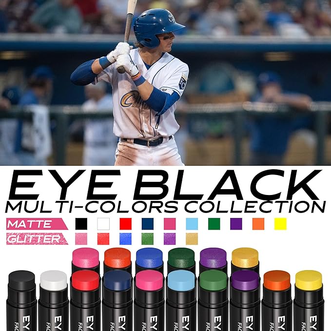 CCbeauty Light Blue Eye Black Stick For Baseball Football Softball Lacrosse Accessories, Baby Blue Anti-Glare EyeBlack, Waterproof, Last All Game, Smooth Application, High Pigmented Color