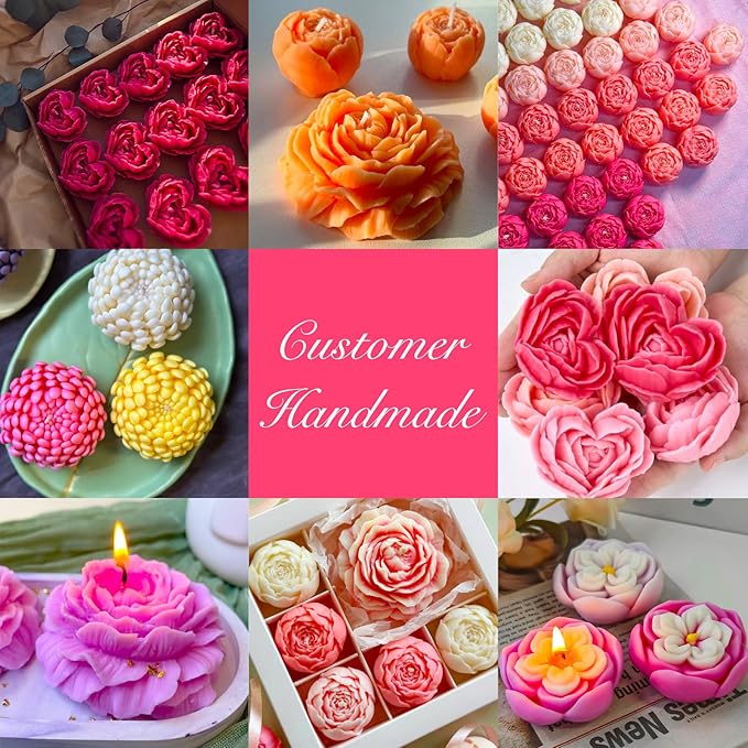 6PCS Flower Silicone Molds Set, 3D Rose Flower Silicone Fondant Mold Valentine - Image 6