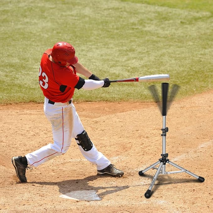Baseball Tee Batting Tee Softball Tee Portable Travel Hitting Tee,Easy Adjustable Height,Stable Tripod Stand