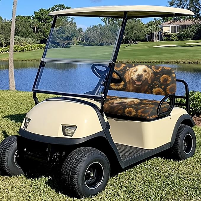 Suobstales Golf Cart Front and Rear Seat Cover Set for EZGO TXT RXV & Club Car DS 2 Passenger, Washable Bench Seat Covers Kit