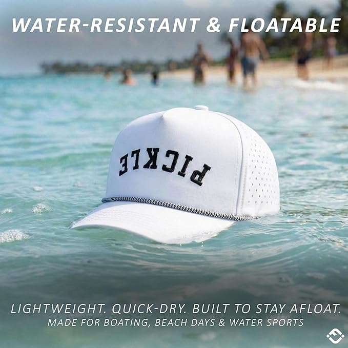 Funky Junque Performance Waterproof Golf Rope Hat – Cool Breathable Workout 5 Panel Snapback Cap for Men