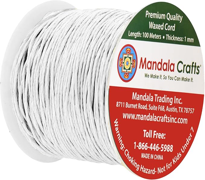 Mandala Crafts 1mm 109 Yards White Cotton Waxed Cord - Image 2