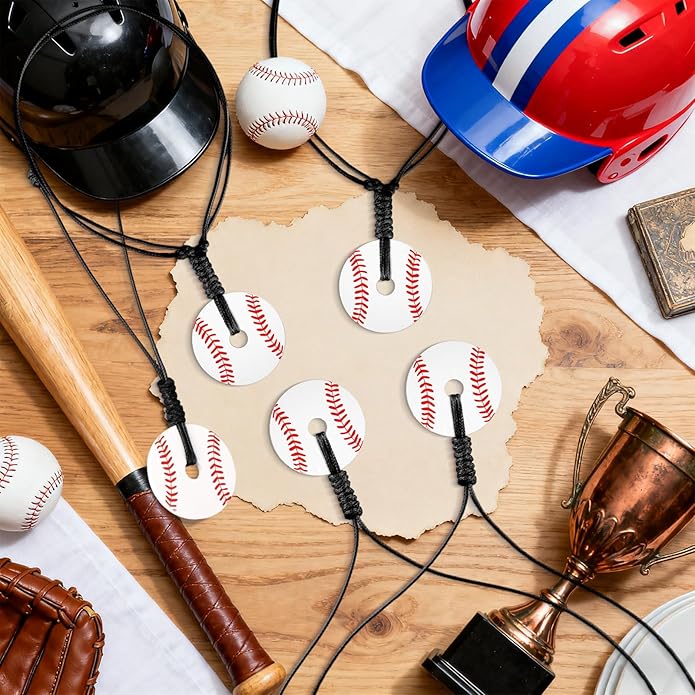 Baseball Pendant Necklace, Adjustable Baseball Game Day Drip Necklace for Men Women Fan Lovers Coach Team