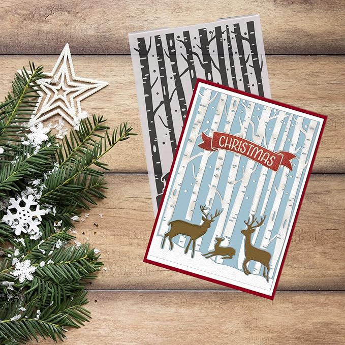 Threetols 3-D Textured Christmas Embossing Folder, Elk Background Embossing - Image 3