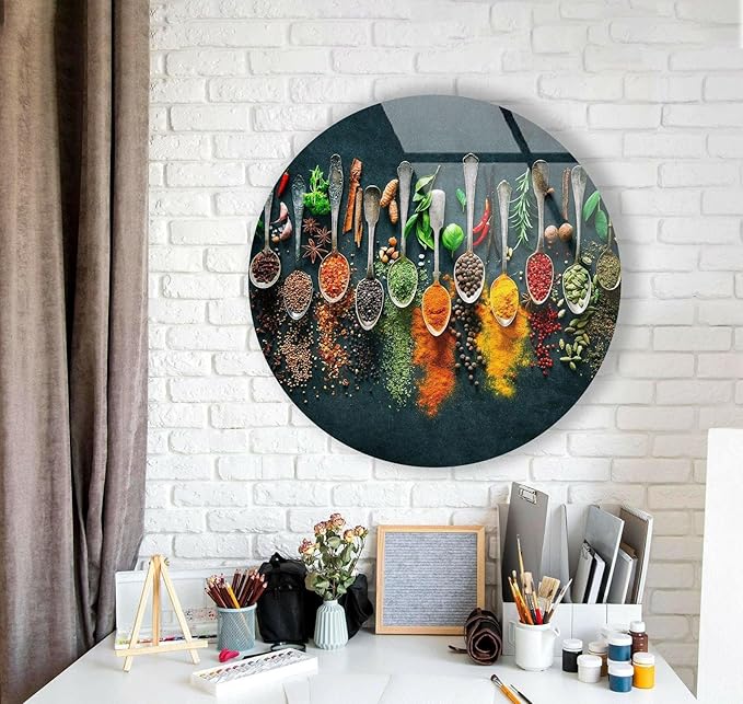 My Photostation.com 15.8'' Diameter Colorful Herbs Round Glass Wall Art - Image 7