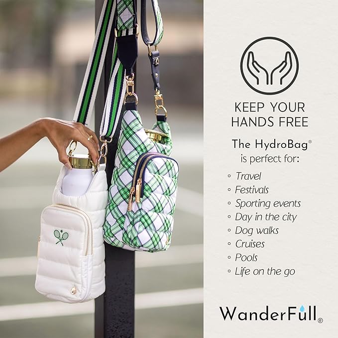 WanderFull® Original HydroBag® Collection, Water Bottle Holder, Gift for Women, Mom, Girlfriend, w/Strap & Phone Pocket, Hands-Free Crossbody Water Bottle Bag