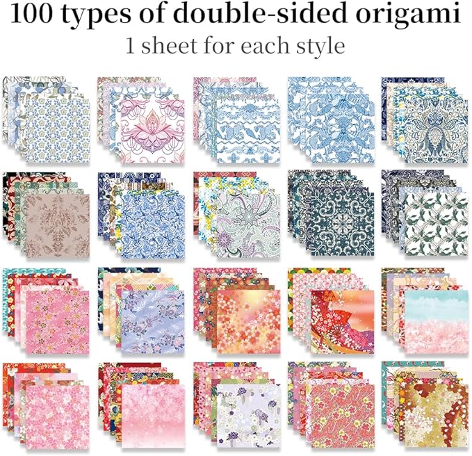 Origami Paper Kit Dobule Sided 100 Sheets 100 Colors 6 Inch Japanese Chiyo - Image 3
