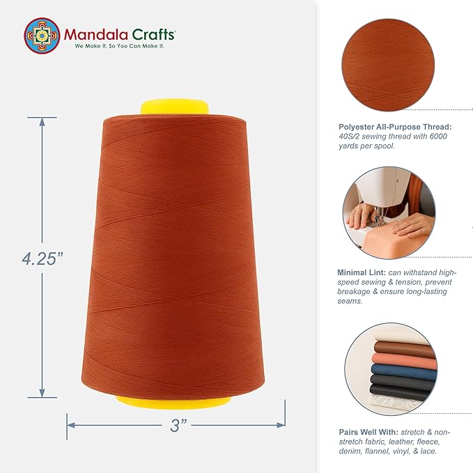 Mandala Crafts 4 Pack of Serger Threads Cones Spools - Image 3