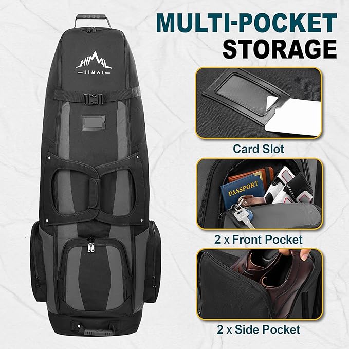 Soft-Sided Golf Travel Bags for Airlines with Wheels, Golf Club Travel Covers 900D Wear-Resistant Oxford, Waterproof, Universal Size