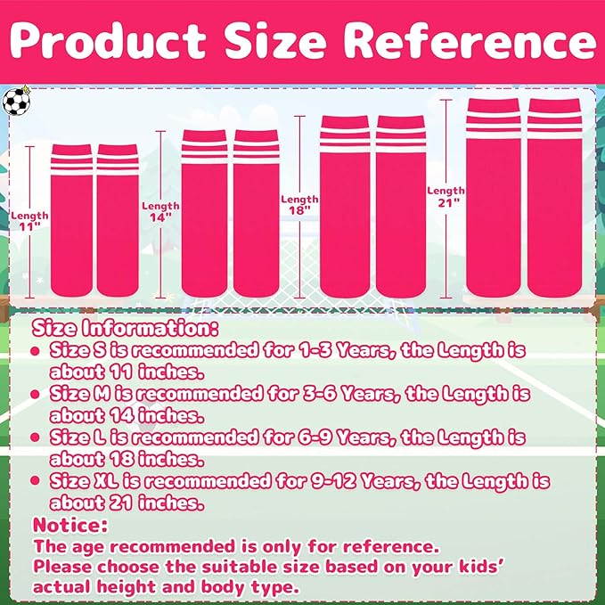 Olreco 1 Pack Toddler Kids Youth Soccer Socks Girls Boys Baseball Socks Youth Knee High Softball Football Accessories Cotton