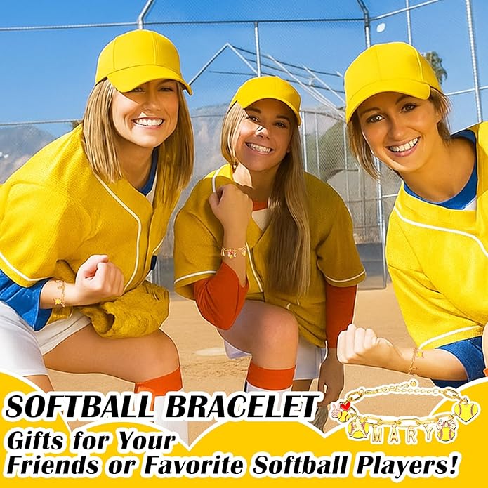 Kigeli 394 Pcs Sports Bracelets for Women DIY Game Bracelets kit Softball Baseball Football Jewelry Crafts Adjustable Gold Letter Charms Keychain for Team Sport Lovers Gifts