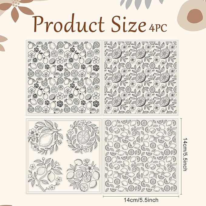 CHGCRAFT 4 Sheets 4 Styles Vintage Lemons Polymer Clay Texture Sheets Lemon - Image 2