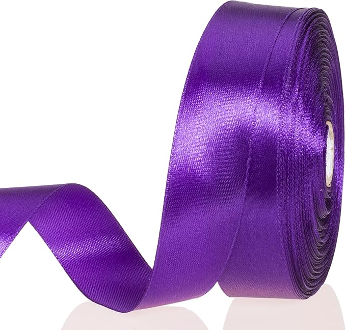 1 Inch Purple Solid Satin Ribbon, 50 Yards Craft Fabric Ribbon by YASEO
