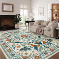 Morebes Floral 9x12 Area Rug for Living Room, Washable Large Rug for Bedroom by Morebes