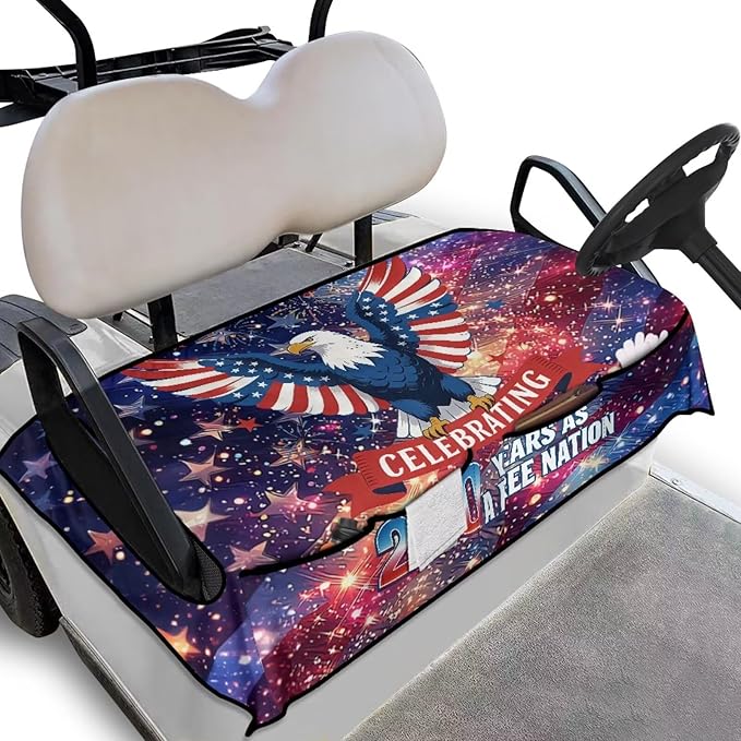 Golf Cart Seat Covers, Universal Golf Cart Seat Towel Blanket with 4 Front Pockets & Nonskid Bottom Fits for Club Car 2 Person Seats Golf Carts