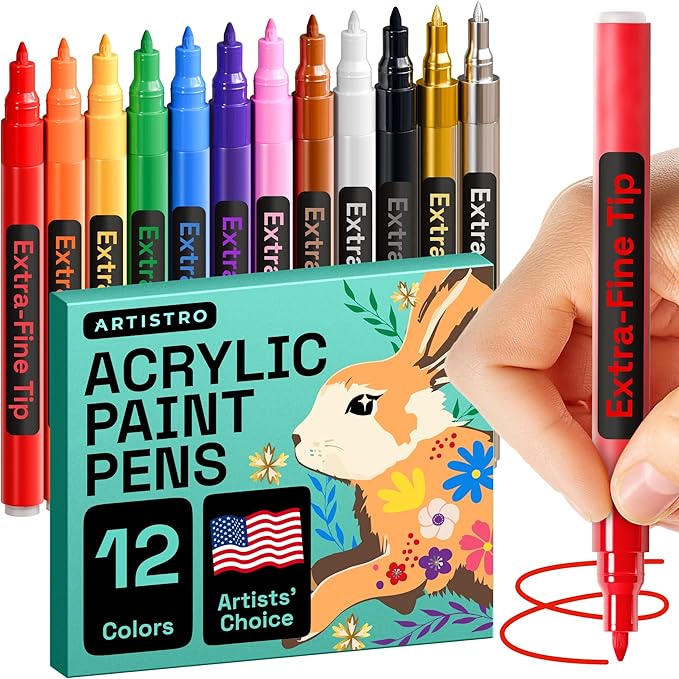 ARTISTRO 12 Acrylic Paint Pens, Fabric Markers by ARTISTRO