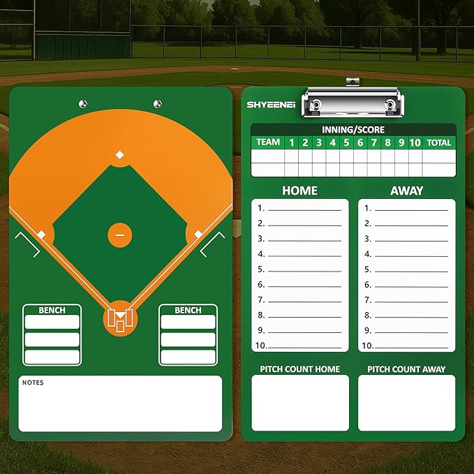 Baseball Lineup Board, Double-Sided Clipboard for Coaches, Dry Erase Lineup Boards, 3rd Generation Coaching Clipboard for Baseball, Softball, Portable and Efficient