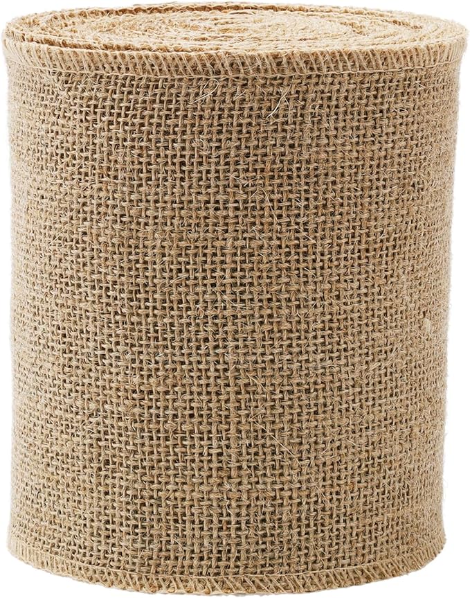 LaRibbons 6 Inch Burlap Wide Fabric Craft Ribbon，10 Yard, Natural Brown Ribbon by LaRibbons
