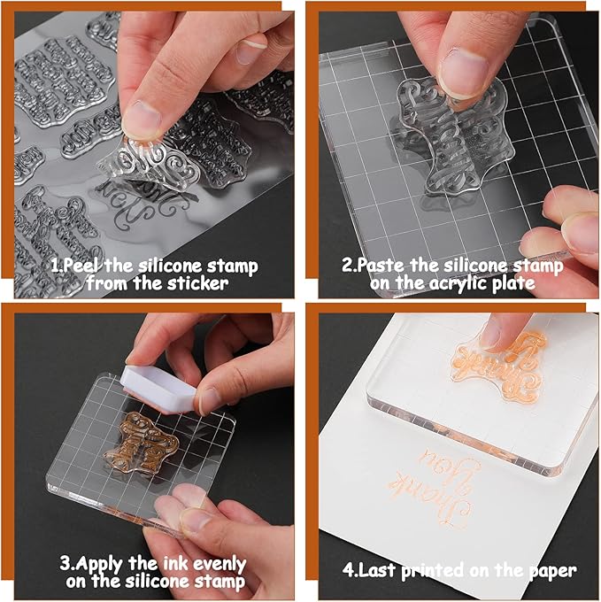 4 Sheets Sentiments Rubber Clear Stamps Set - Image 7