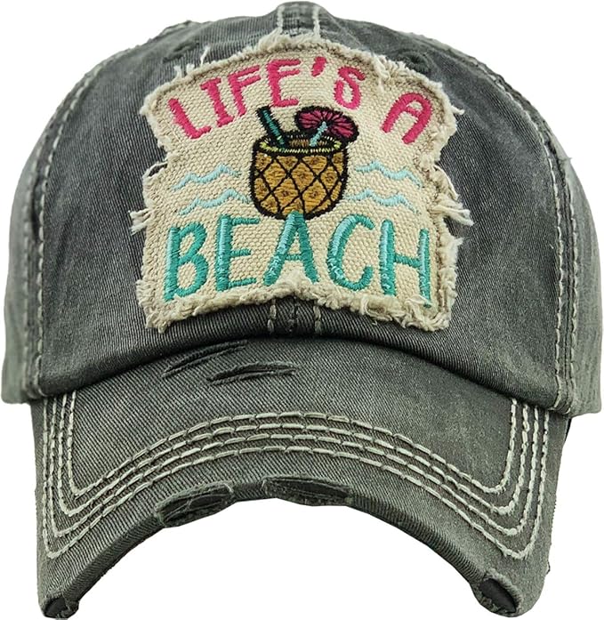 Funky Junque Distressed Vintage Baseball Cap - Embroidered Patch Women's Hat - Holiday, Lifestyle & Patriotic Designs
