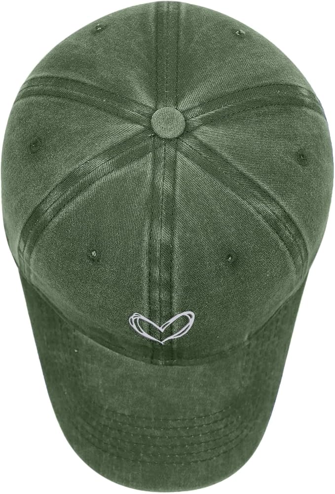 Pairxily Vintage Heart Embroidered Baseball Cap Distressed Adjustable Hat for Women Low Profile Dad Hats Unisex Cotton Cap
