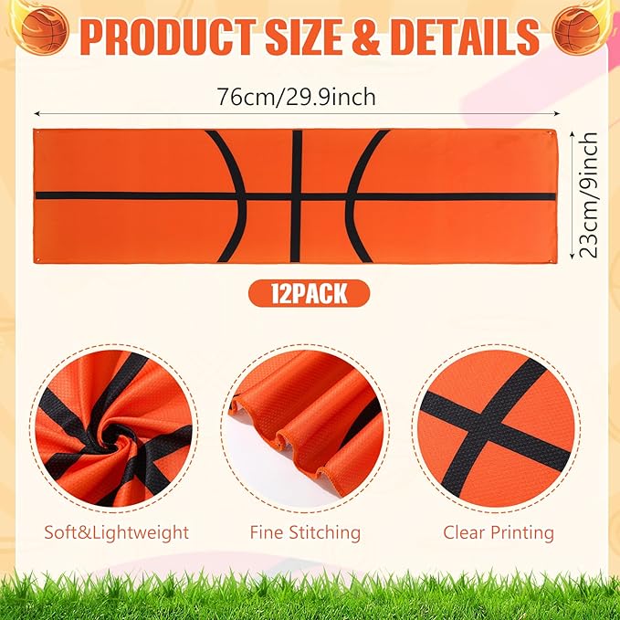 Peryiter 12 Counts Mini Cooling Towel, 30" x 9" Baseball Softball Soccer Golf Sweat Towel, Breathable Chilly Rag, Microfiber Sport Rags for Team Gym Running Coach Gift