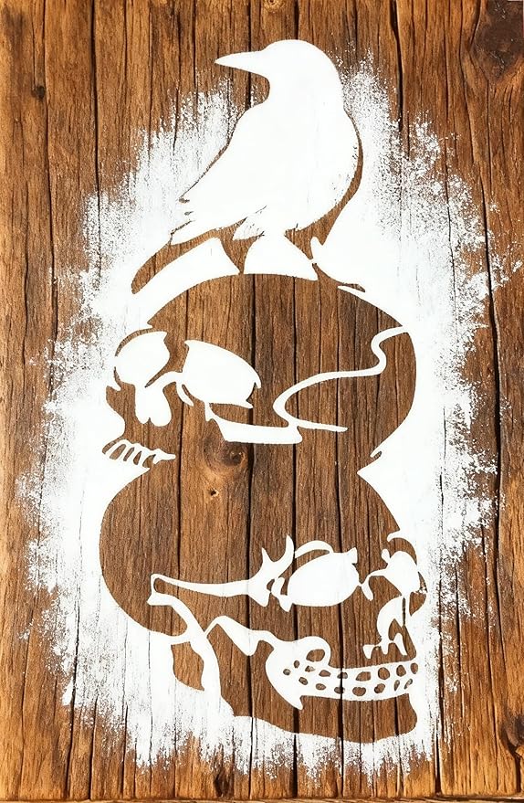 TIAMECH A4 Reusable Halloween Crow Skull Stencil - Image 3