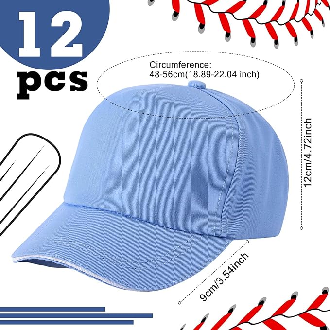 Shyyween Kids Baseball Caps Youth Adjustable Plain Baseball Hats Cotton Blank Hats Bulk for Girls Boys Sport Team