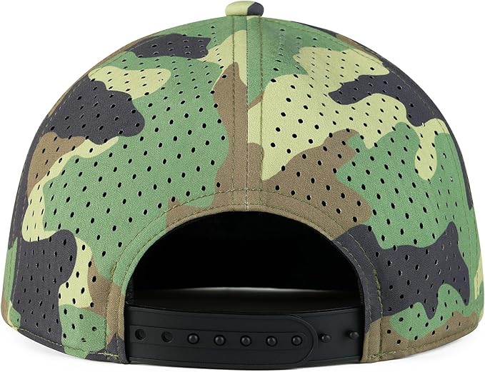 FEINION Men Flat Brim Adjustable Performance Hat Snapback Laser Perforated Baseball Cap
