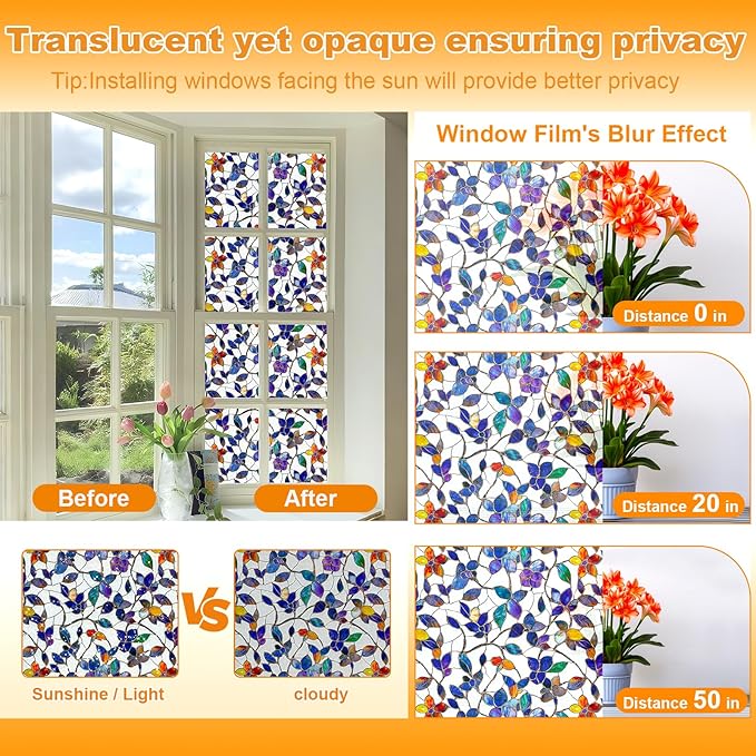 Window Privacy Film Stain Glass Window Film Rainbow Window Film Window clings - Image 4