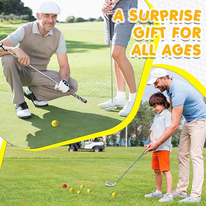 MiniInflat 19 Pcs Funny Golf Balls Set for Kids Adults Includes 12 Emoticon Practice Balls 6 Tees and Gift Box Novelty Golf Accessories for Men Women Birthday