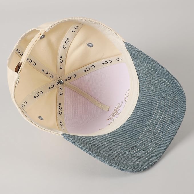 MIRMARU Two-Tone Vintage Canvas Trucker Hats for Men & Women, Adjustable Size Baseball Caps with Trendy Embroidered Design