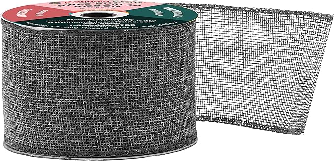 Mandala Crafts Gray Burlap Wired Ribbon 2.5 Inches Wide Jute Ribbons - Image 2