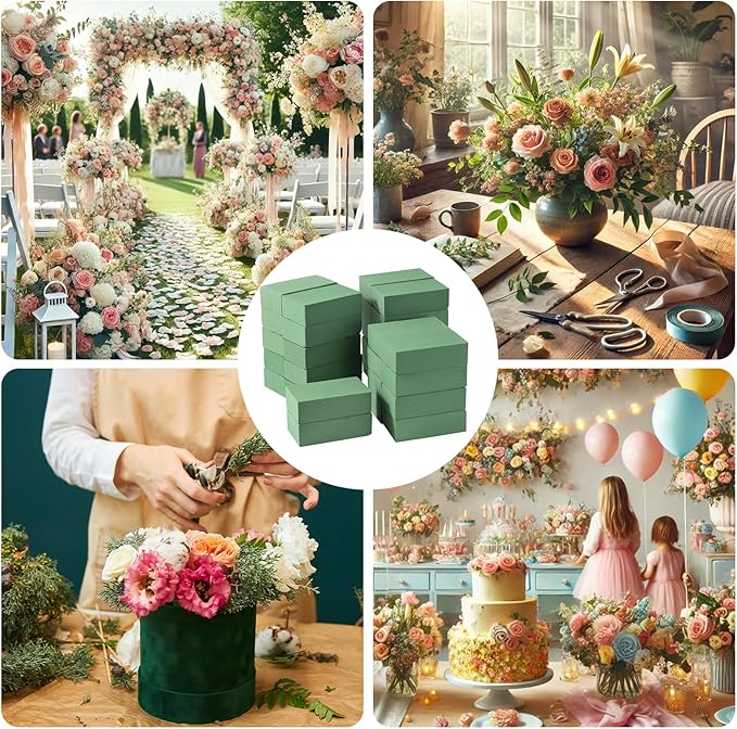 30 Pack Floral Foam Blocks for Fresh and Artificial Flowers – Green Wet Foam - Image 7
