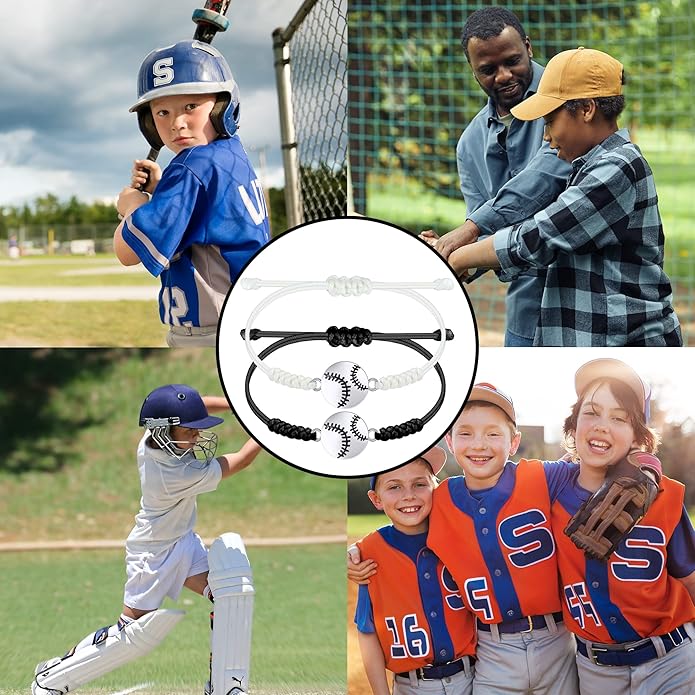 SmileBelle 2 PCS Sport Bracelets, Graduation Bracelets Volleyball Soccer Gifts Baseball Basketball Bracelet Football Jewelry for Son Daughter Fans as Sport Accessories Jewelry