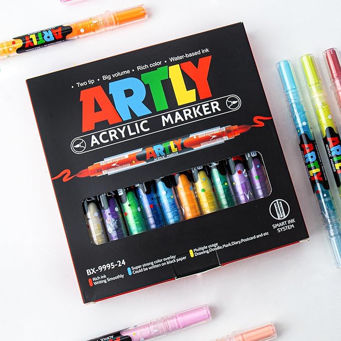48 Colors Paint Markers, Dual-Color Acrylic Pens - Image 2