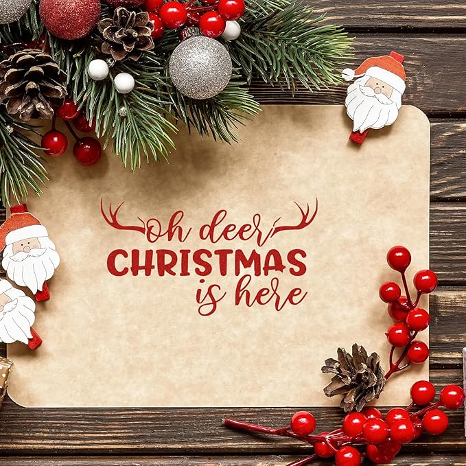 Whaline 4 Sheet Christmas Words Clear Stamps Greeting Words Santa Xmas Tree - Image 4