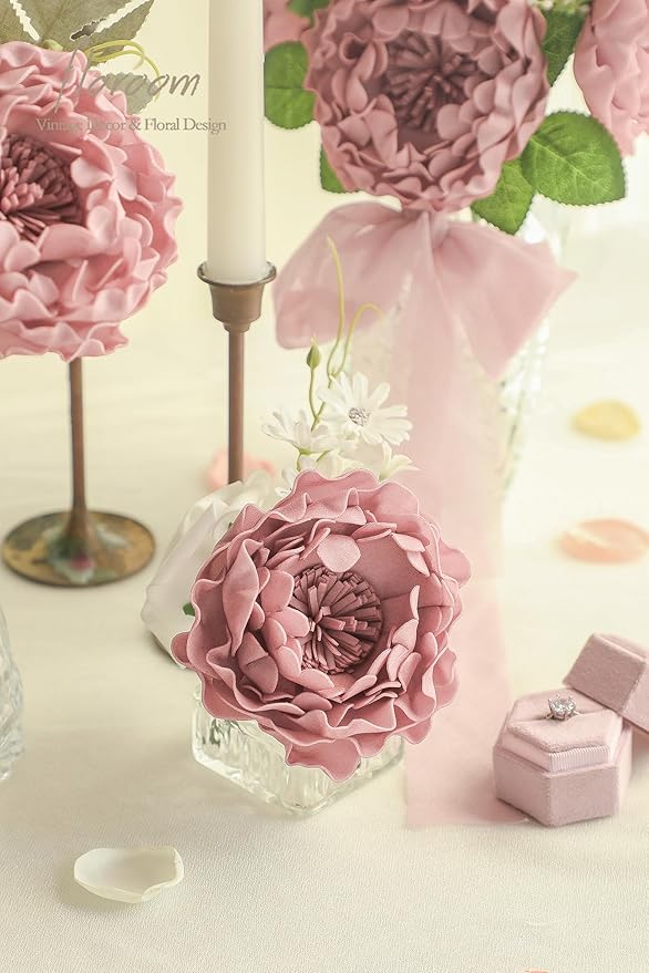 Floroom Artificial Flowers 16pcs 4" Dusty Rose Blooming Peonies Real Looking - Image 4
