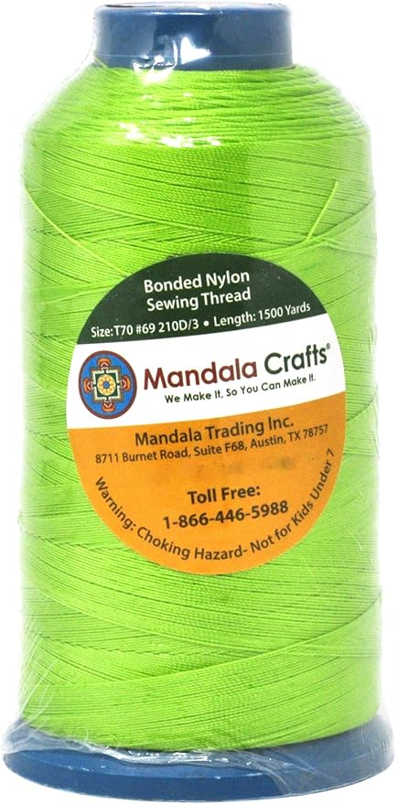 Mandala Crafts Bonded Nylon Thread Lime Green Heavy Duty Sewing Threads - Image 2