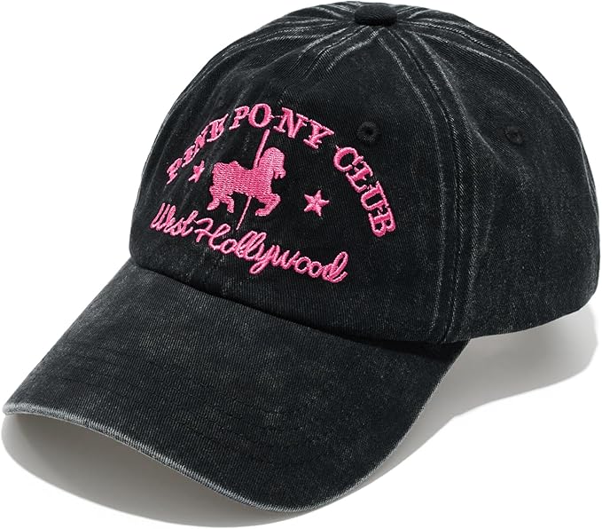 Pink Pony Club Embroidered Trucker Hat Women Baseball Cap Adjustable Cotton dad hat.
