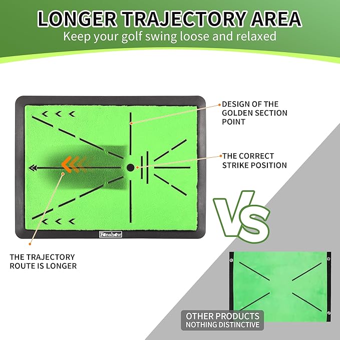 Golf Hitting Mat, Swing Path Feedback Golf Training Mat, 16"x12" Extra Replaceable Practice Mat, Indoor Outdoor Golf Swing Detection Mat, Ideal Golf Gifts for Men & Women Home Backyard Use