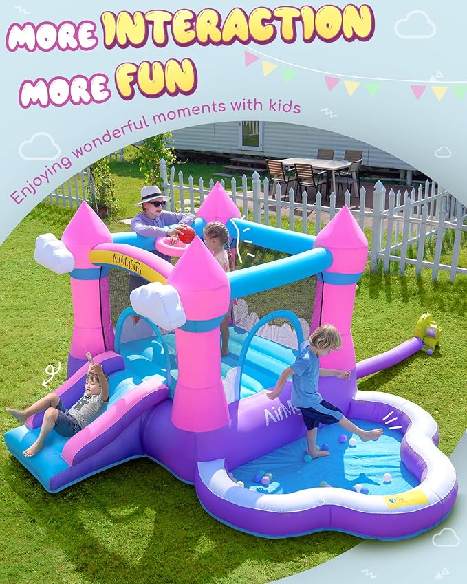 AirMyFun Pink Indoor/Outdoor Inflatable Bounce House - Image 3